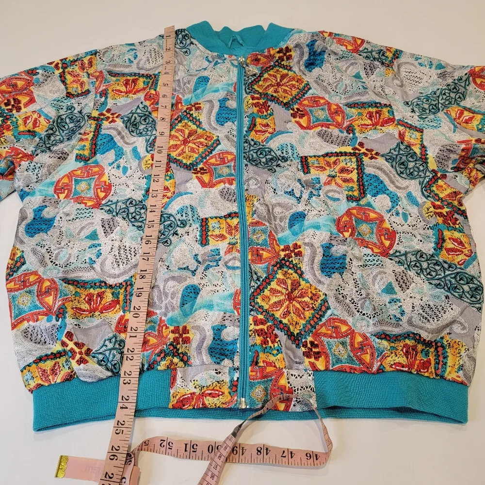 Vintage Casual Isle Dolman Sleeve Full Zip Printed Jacket 90s Y2K Size Medium